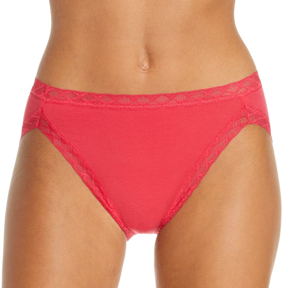 Cotton Thongs For Women Breathable Women's Pure Stretch Thong Stretch One  French Cut Brief L Red 