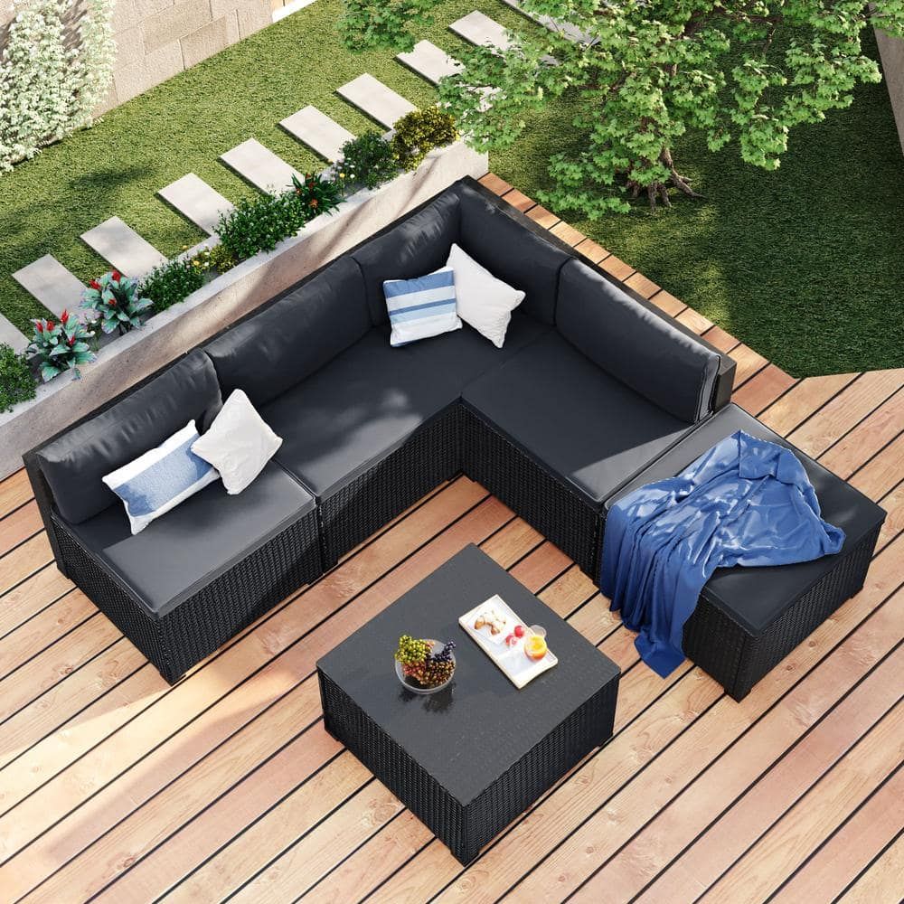 Soria outdoor 6 piece rattan deals sectional