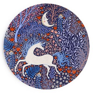 Unicorns in Nocturnal Forest Salad Plate