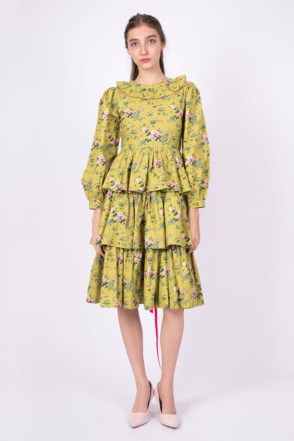 BATSHEVA + Laura Ashley Waverly ruffled floral-print cotton-poplin midi  dress