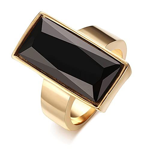 Black Glass Crystal Cocktail Ring