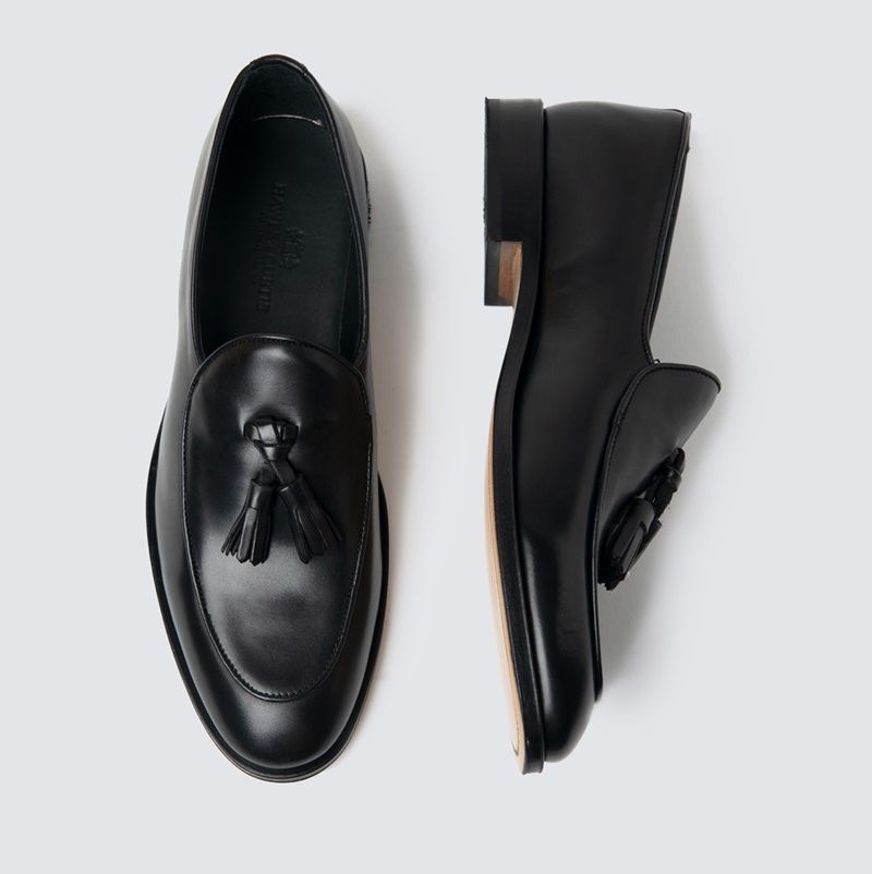Black Leather Tassel Loafer