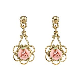  Porcelain Rose Gold & Pink Drop Earring