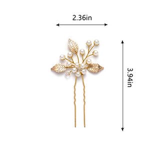 Gold Leaf and Pearl Hair Pins (Pack of 3) 