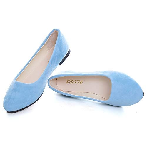 Blue Pointed Toe Ballet Flats