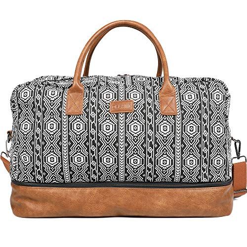 MyMealivos Canvas Weekender Bag, Overnight Travel Carry On Duffel Tote with  Shoe