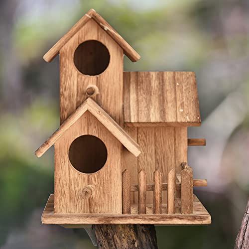 Casa para pájaros y comedero para pájaros 2 en 1, casas para pájaros para  exterior, casa para pájaros de 3 orificios para O