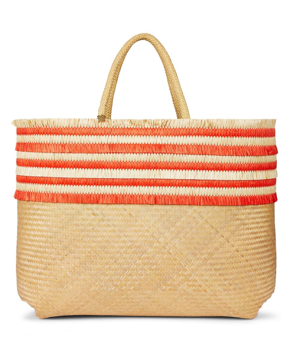 Nihi Large Bamboo Tote Bag - Neutrals, Red