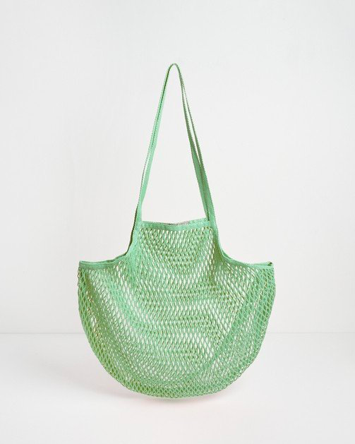 Niki Net Pistachio Green Shimmer Fabric Shopper Bag