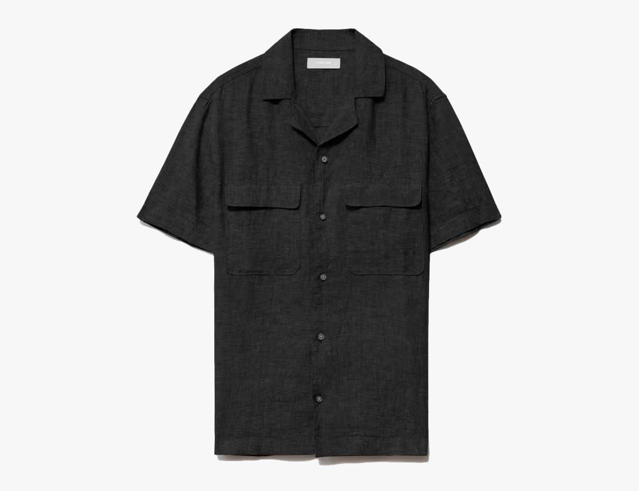 standard-fit rayon camp collar shirt