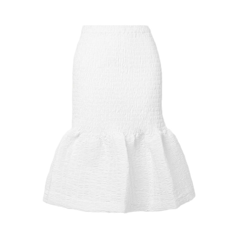 Shirred Cotton-Poplin Skirt