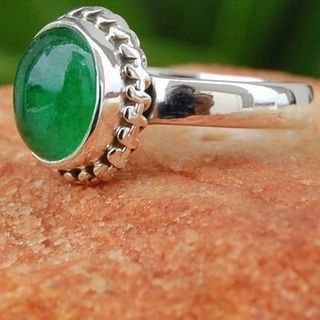 Silver Jade Pinky Ring