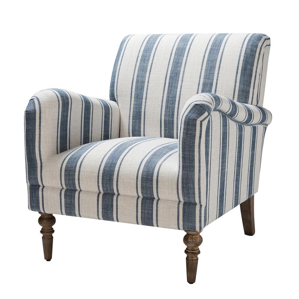 navy and white striped armchair