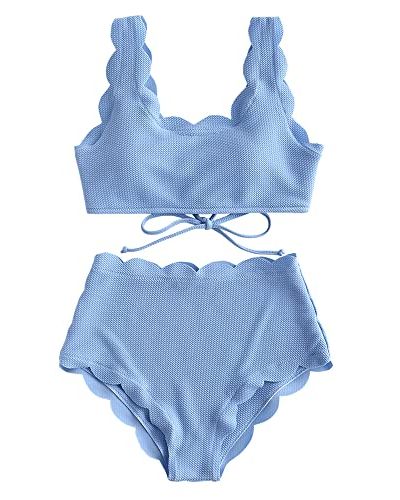Scalloped High-Waisted Swimsuit