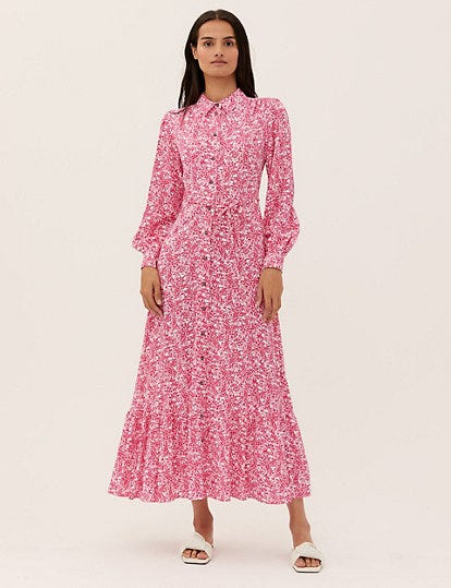 Printed Maxi Shirt Dress
