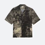 Cassi Camp-Collar Printed Voile Shirt