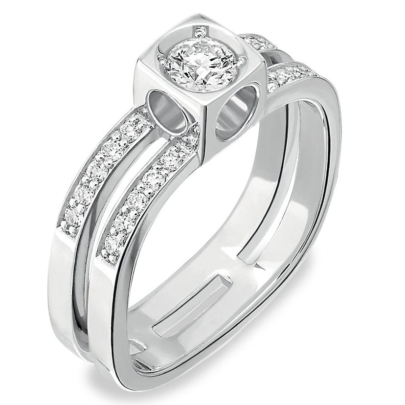 Le Cube Diamant Large 18K White Gold & Diamond Ring