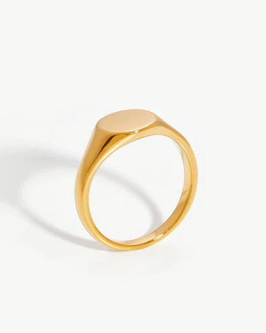 Gold Engravable Round Signet Ring