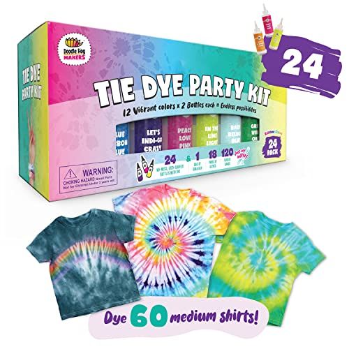 DOODLE HOG Coral, Orange, Purple Tie Dye Colors Tie Dye Kit – Custom  Clothing Dye with 6 Refills for Summer Activities for Kids - Tie Dye Party