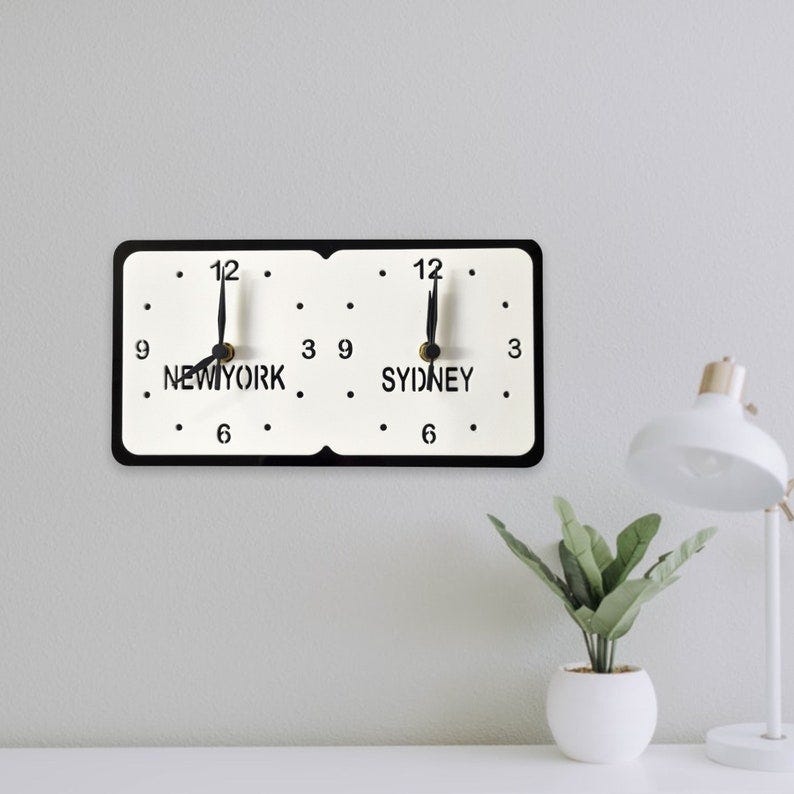  Bespoke Two Time Zones Square Clocks