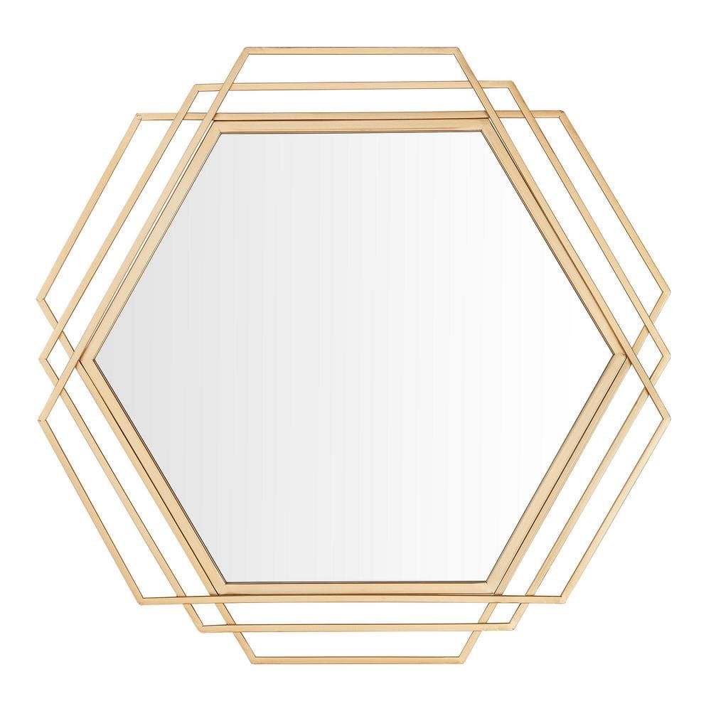 Hexagonal Gold Modern Accent Mirror
