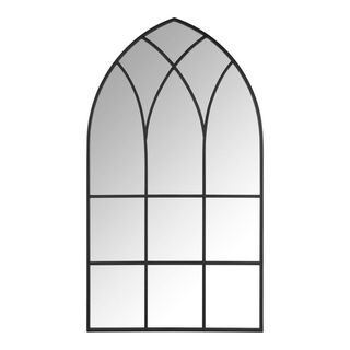 Arched Black Windowpane Accent Mirror