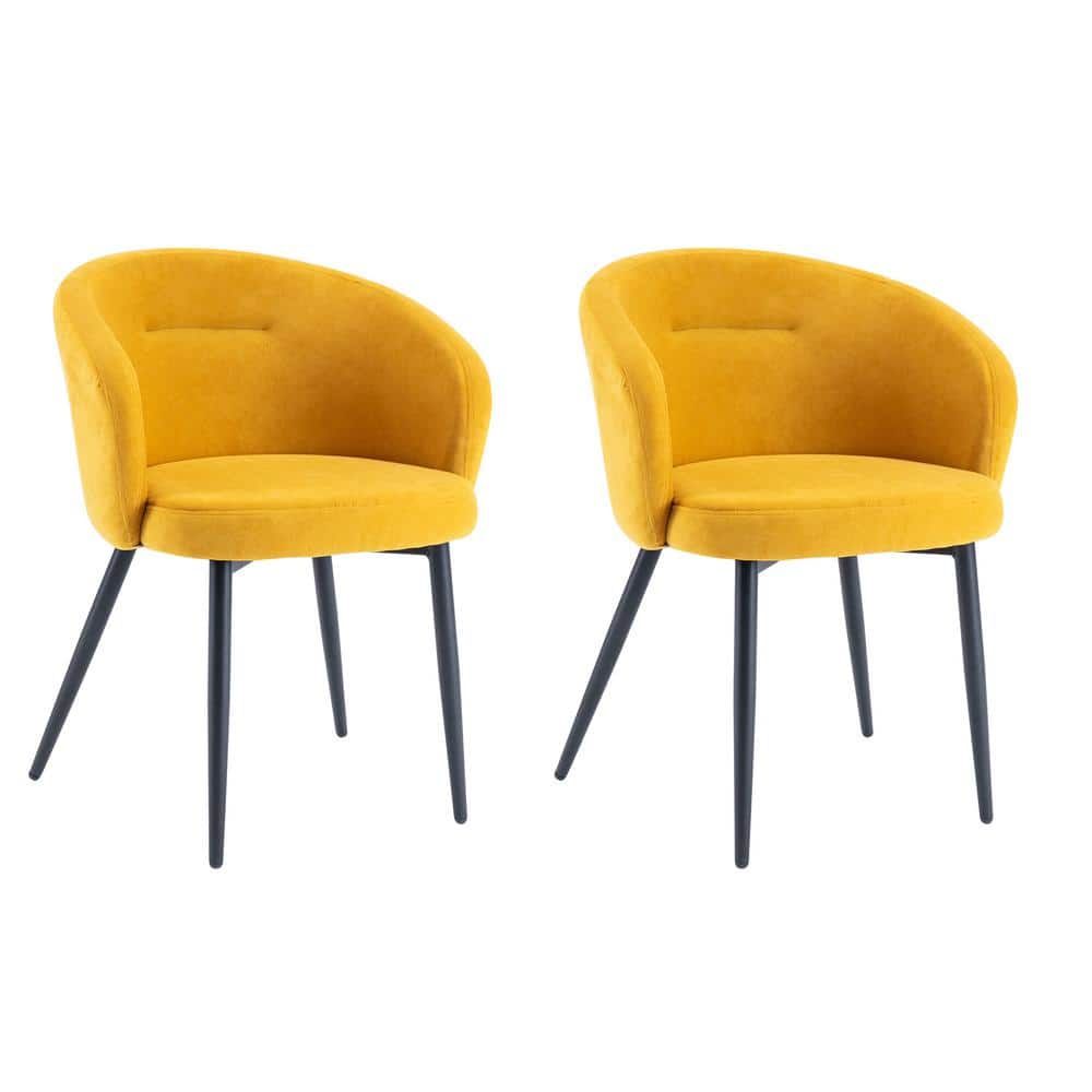 Yellow Upholstered Fabric Dining Chairs