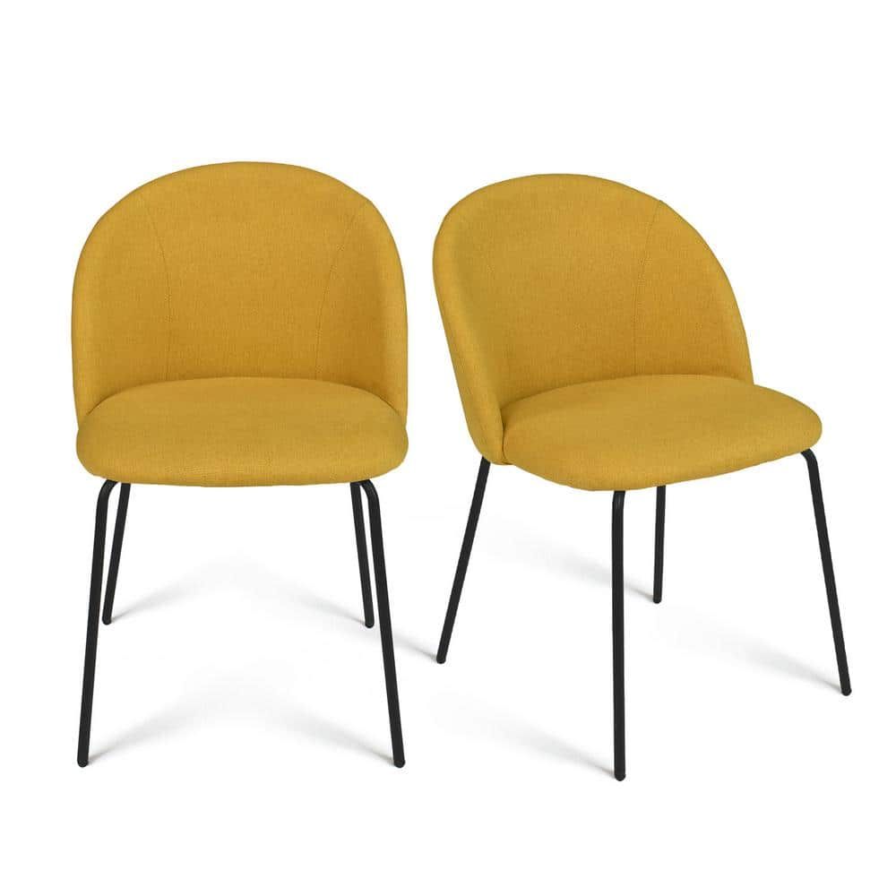 Nano Yellow Fabric Upholstered Dining Chairs