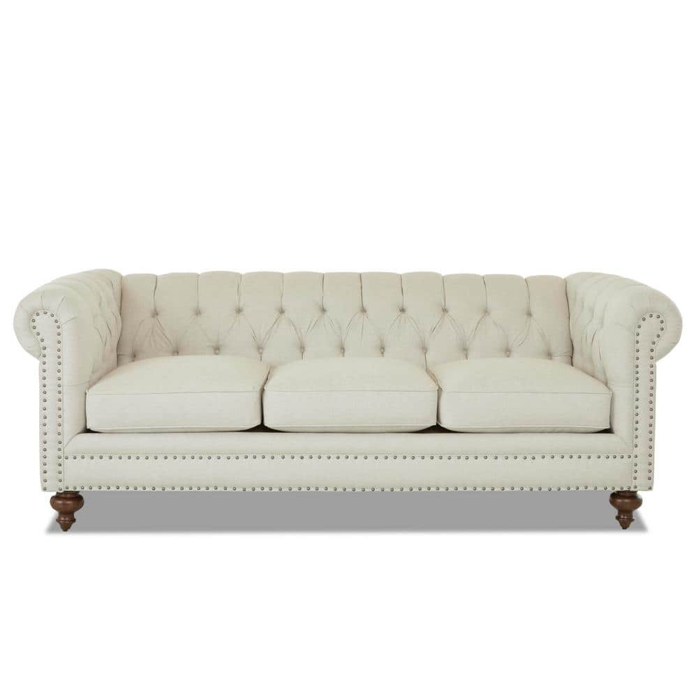 Blakely Chesterfield Sofa in Natural Tweed