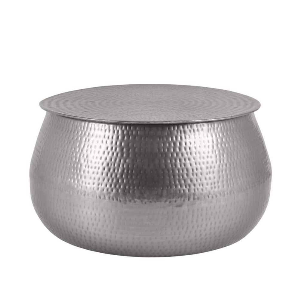 Silver  Round Metal Coffee Table 