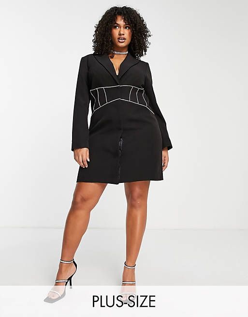 Plus size store black blazer dress