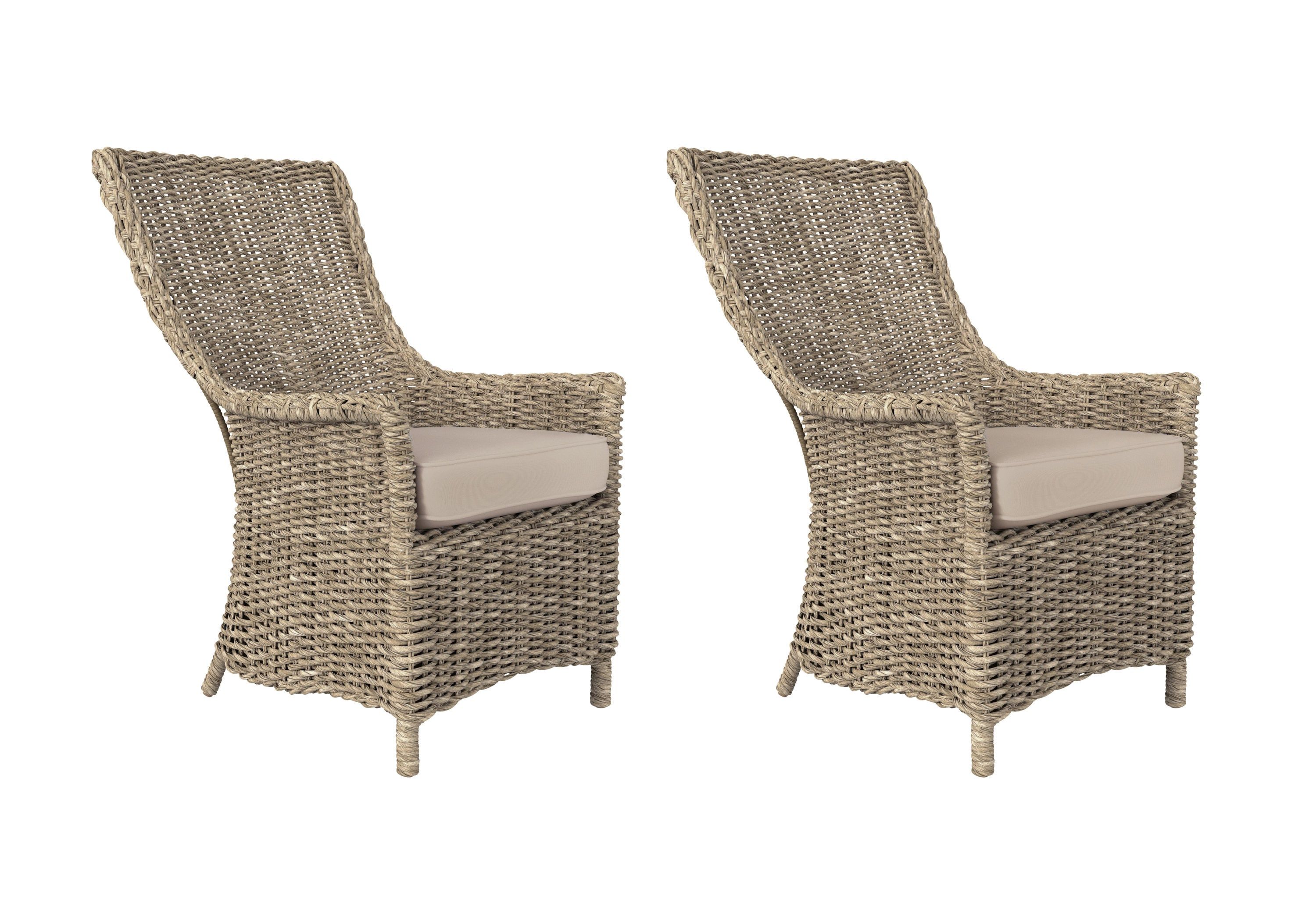 Set of 2 Wicker Light Brown Stationary Chair(s) 