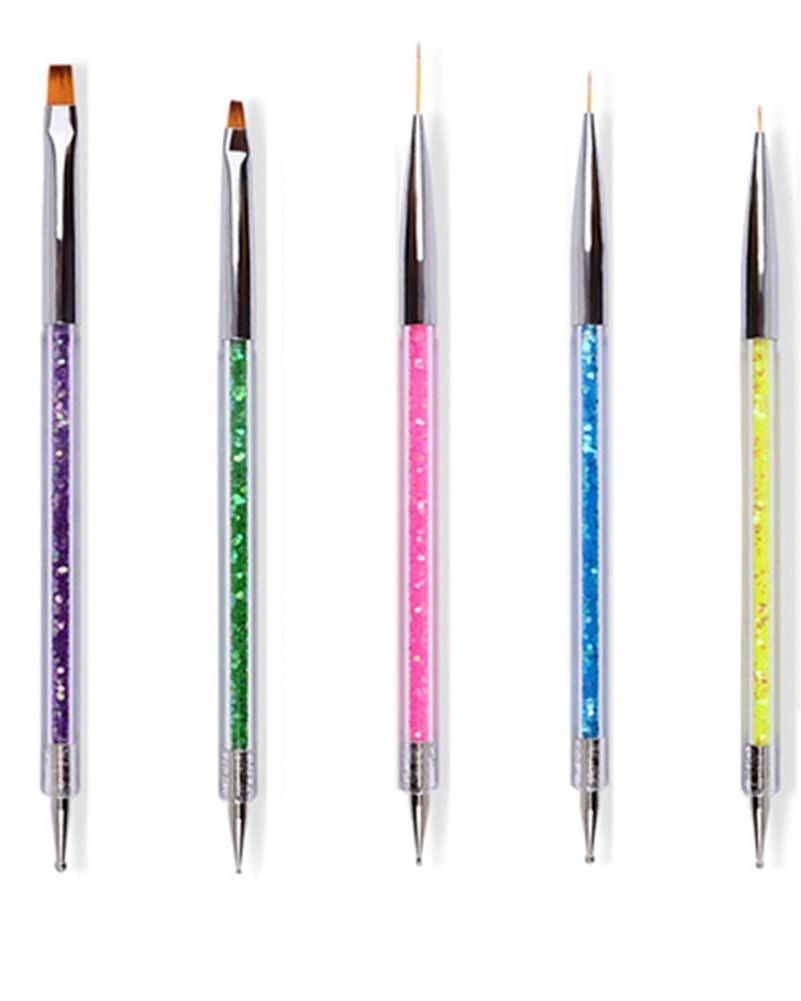Nail Art Liner Brushes Set,5pcs Double-Ended Nail Point Drill Pen, UV Gel  Painting Nail Design Brush Pen, Nail Dotting Pen Brush Kit Nail Art Tool,  Dual-ended Nail Art Liner Brushes,For Home Use