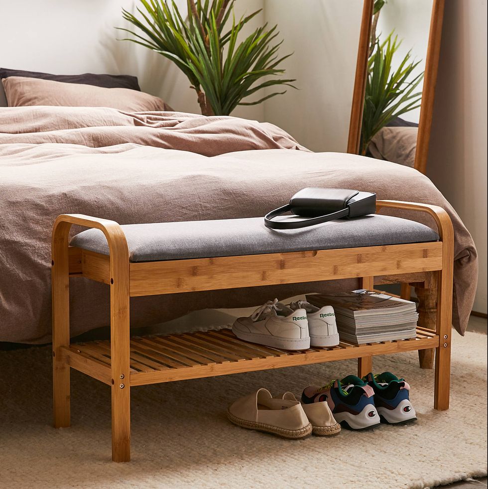 Upholstered Bamboo Storage Bench