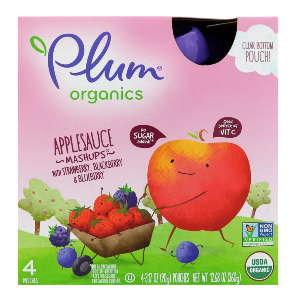 Plum Organics, Organic Applesauce Mashups with Strawberry, Blackberry & Blueberry 