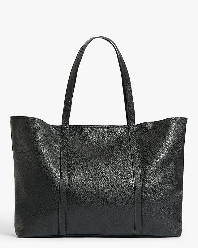 John Lewis & Partners Leather Raw Edge Tote Bag, Black