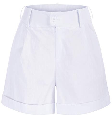 White Linen High Waist Shorts