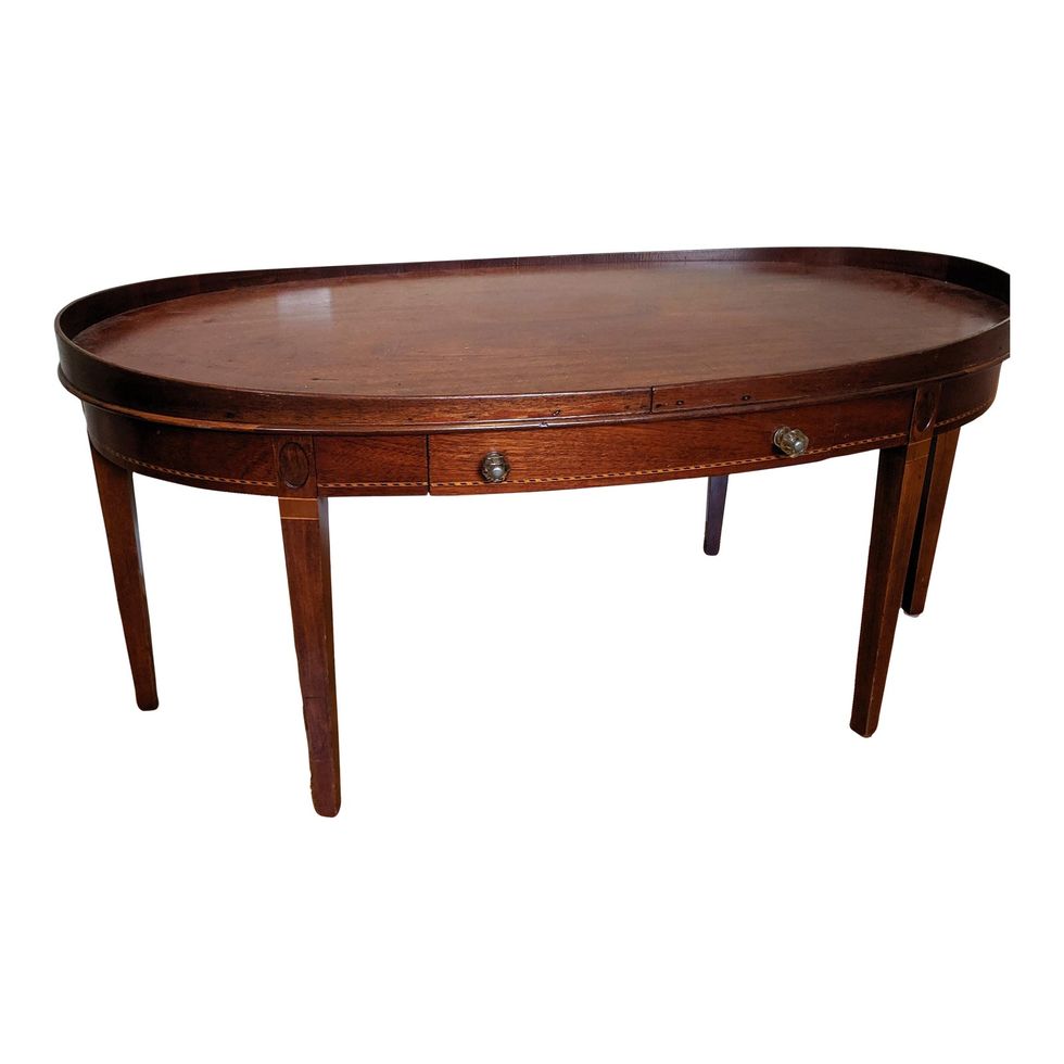 1930s Hepplewhite Mersman Mahogany Oval Coffee Table