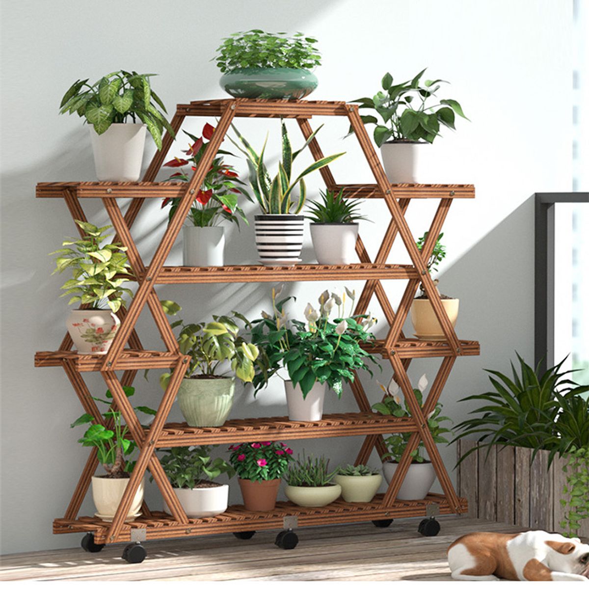 6-Tier 15 Pots Wooden Plant Stand 