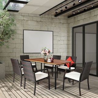 Costway 7 Parça Veranda Rattan Yemek Takımı