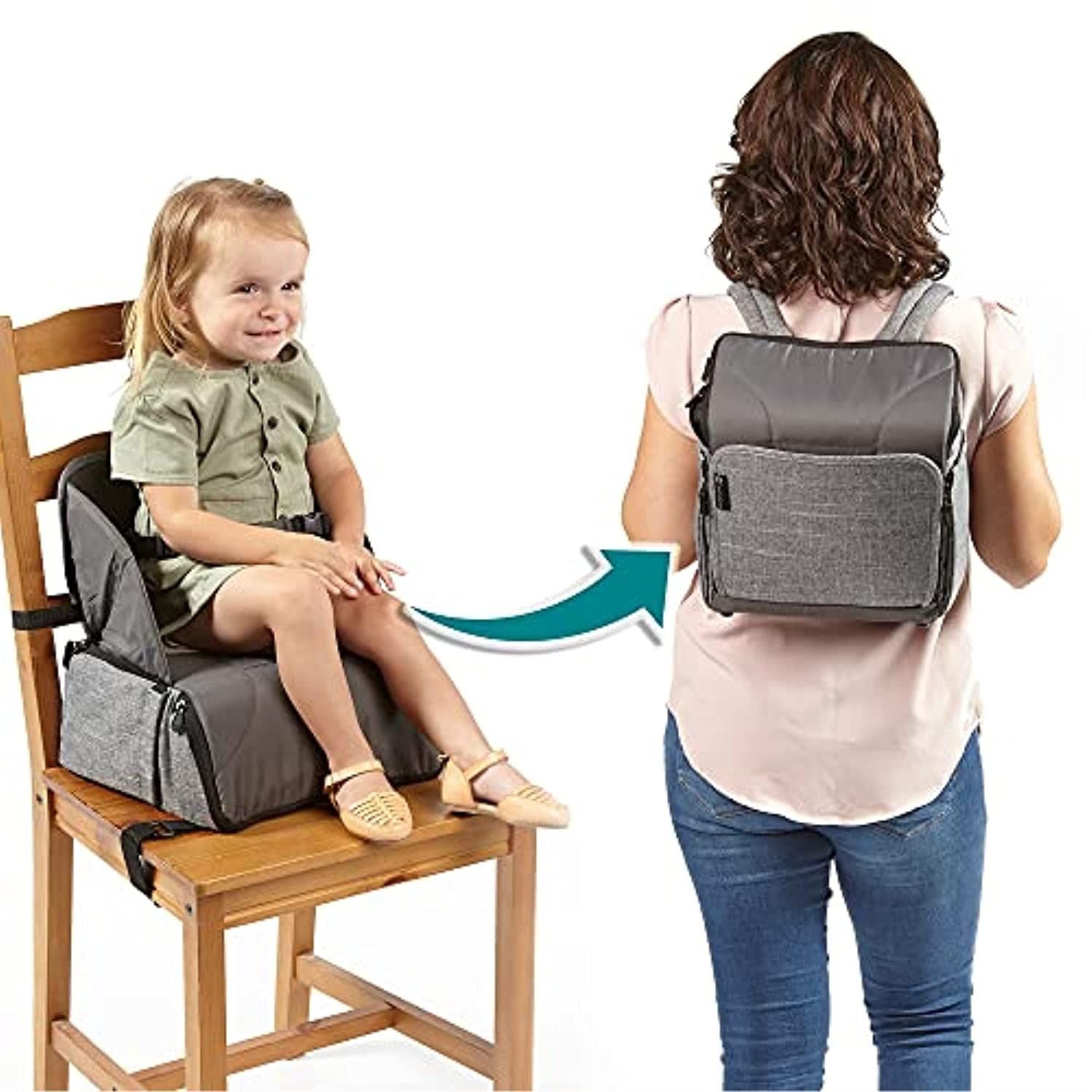 Baby-To-Love Pocket Chair Portable High-Chair for Travel Toddler Denim Edition 