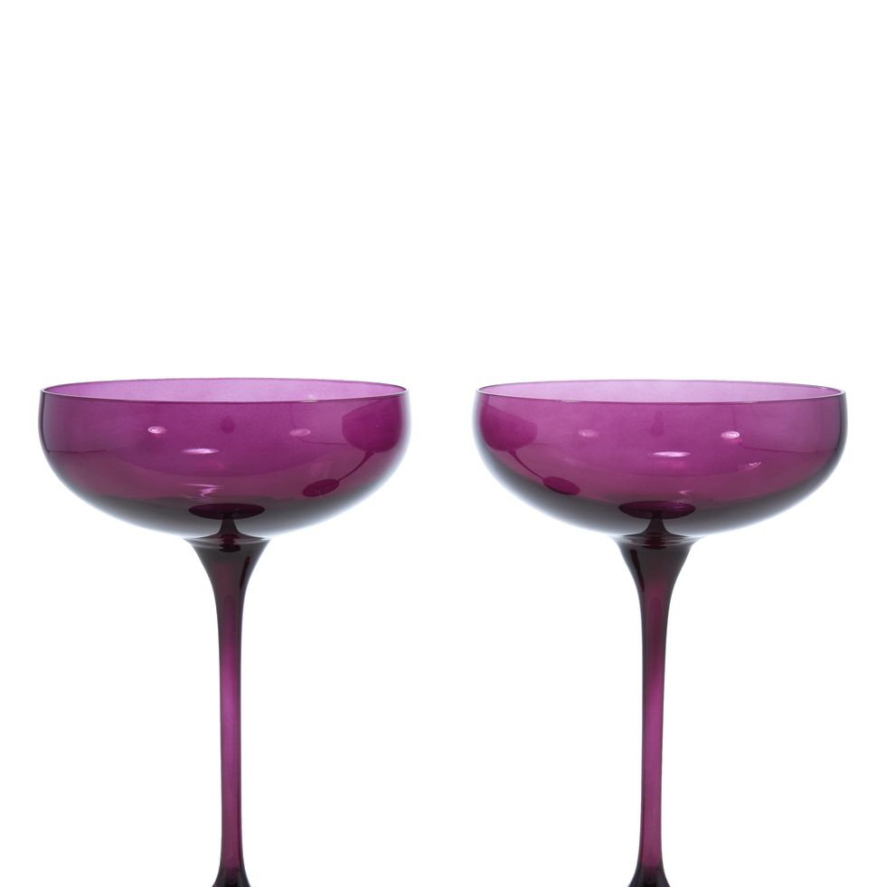 Estelle Colored Glass Stem Coupes (Set of 2)