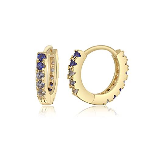 Hypoallergenic 14K Gold Plated Blue Ombre Cubic Zirconia Cuff Huggies