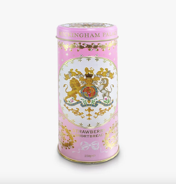 Royal Collection Queen's Platinum Jubilee Clotted Cream Strawberry Shortbread Biscuit Tin, 250g