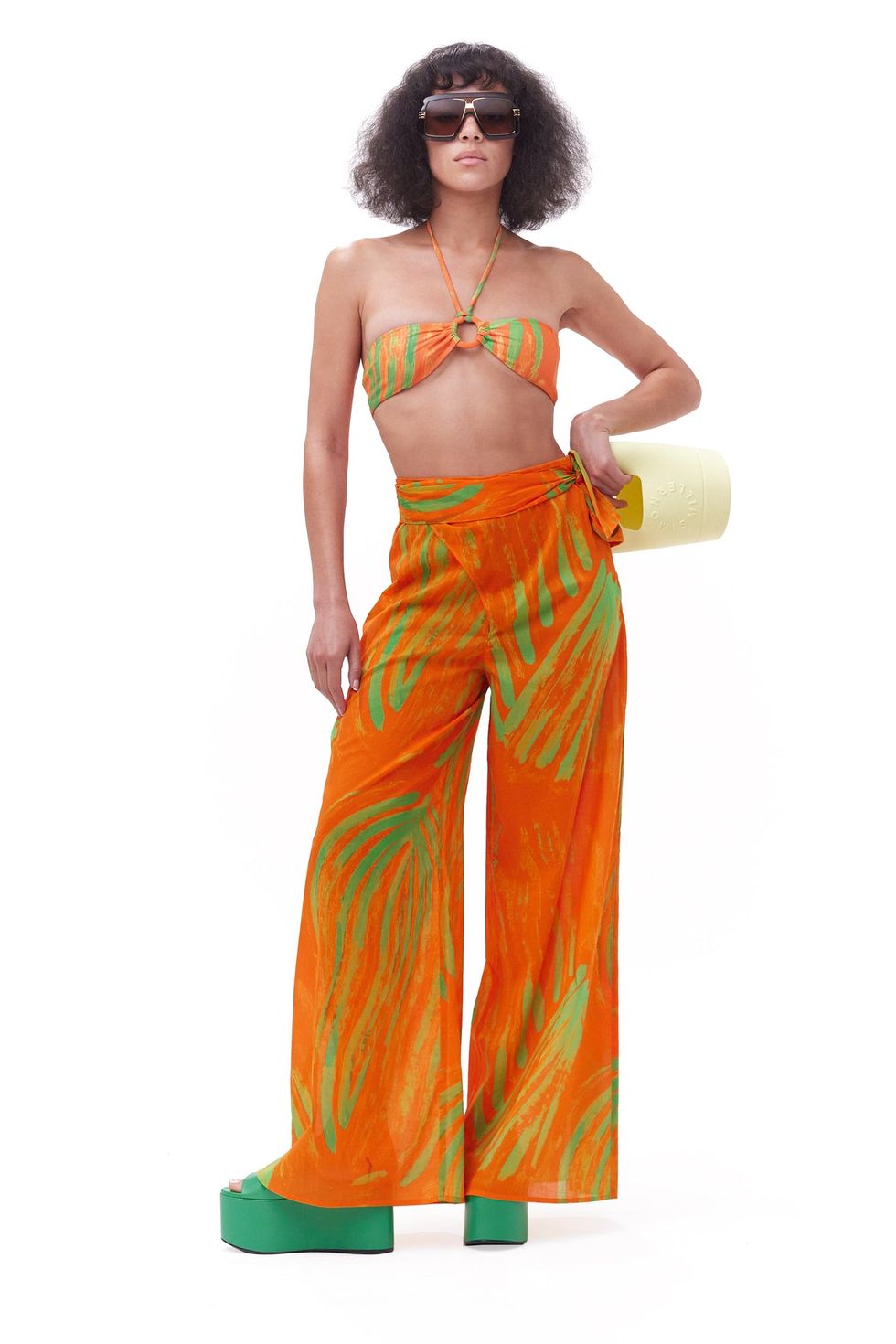 WIDE LEG Palazzo Summer Beachwear Watercolor Stripe Yoga Festival Dance  Lounge Resort Pants With Fold Over Waist 