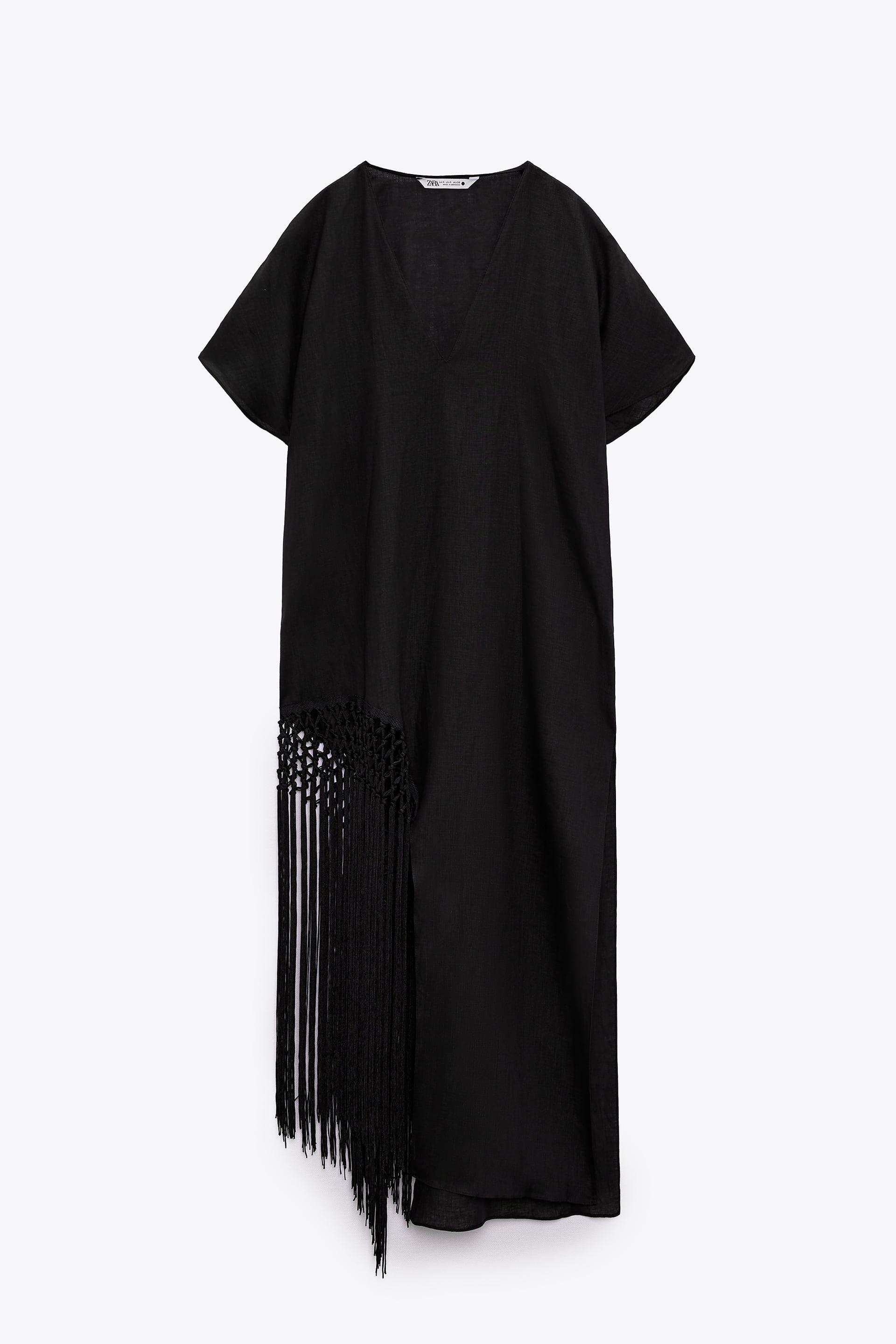 Vestido flecos negro discount zara