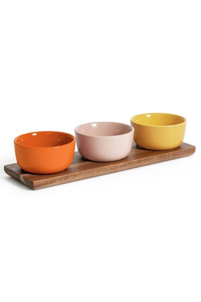 Global Stoneware Nibble Bowls and Serve Board