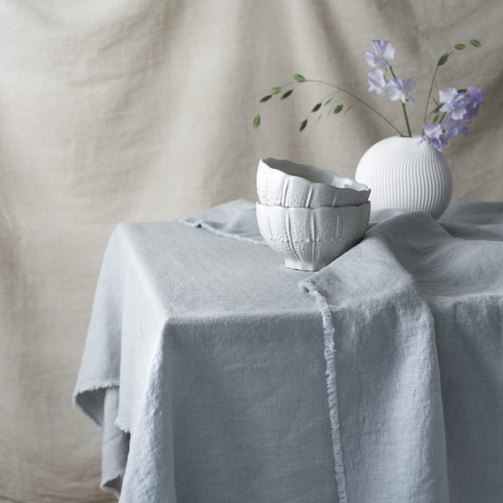 Ice Blue Linen Tablecloth