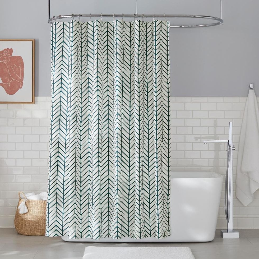StyleWell Charleston Green and White Chevron Shower Curtain