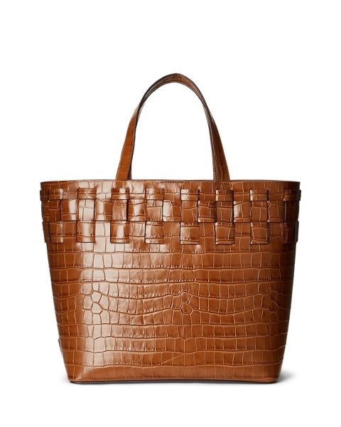 Woven Embossed Leather Large Brit Tote